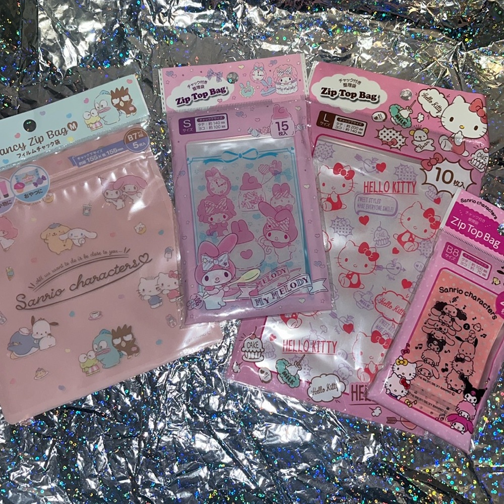 Hello Kitty Sanrio Characters Zip Top Plastic Bag Bundle